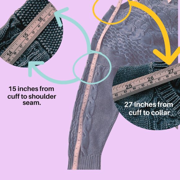 J. Jill Cable-Knit 100% Cotton Pullover, Mineral Wash Blue Size XL - Picture 8 of 15